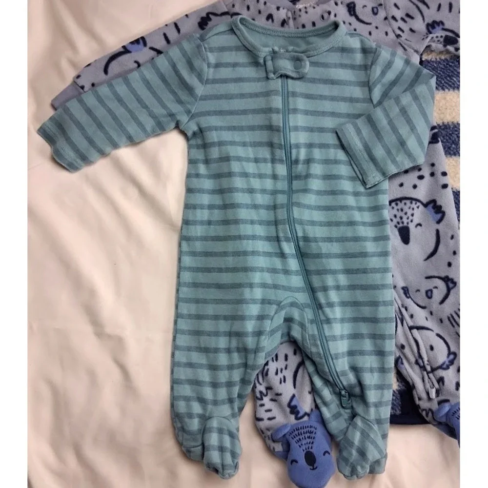 Carter's Baby Boy 3 Mos Outfit Sleeper Lot 4pc‎ Bear Plaid Sherpa Jumpsuit